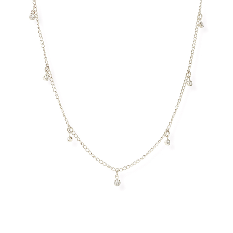 Choker com zirconias cristais prata