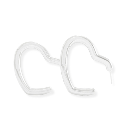 Brinco coração grande prata