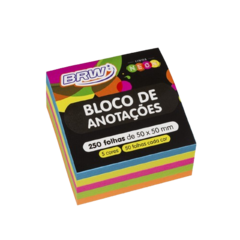 BLOCO DE ANOTACOES ADESIVO 50x50mm C/250 FLS COLOR NEON BA5050 BRW