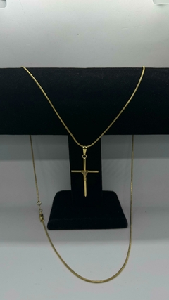 CORRENTE RABO DE RATO 1,5mm + PINGENTE CRUCIFIXO PALITO