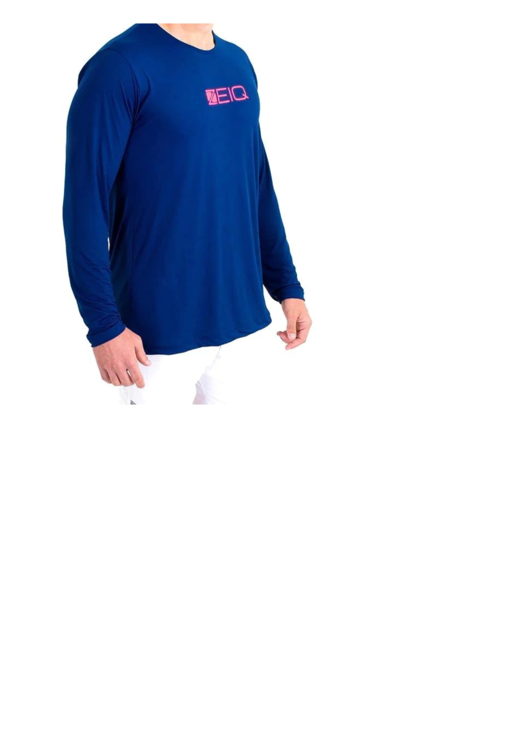 Camiseta Esportiva Manga Longa Zeiq Azul Marinho – Logo Rosa