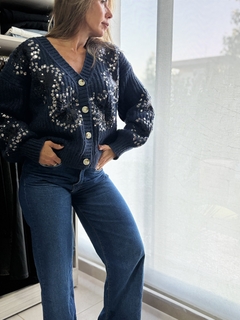 Campera tejido doble con brillo - comprar online