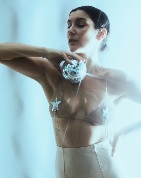 Top cortininha estrelinha dourada