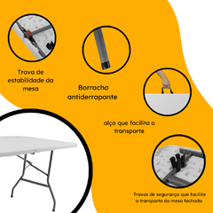 Mesa Dobrável Branca Alumínio Retangular 1,20 M - comprar online