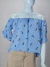 Blusa Ciganinha Feminina Azul Estampa de Tucanos - Manga Sino