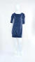 Vestido de Veludo Azul Marinho, Manga 3/4
