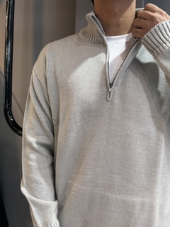SWEATER GRIS MEDIO CIERRE - tienda online