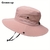 Imagen de Sombrero de verano plegable y transpirable de colores dulces, sombrero de cubo con cola de caballo, protección solar UV, sombrero boonie para viajes y