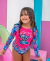 Maiô Infantil Menina Manga Longa Stitch Moda Praia Piscina Verão