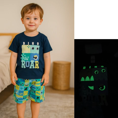 Pijama Infantil Menino Verão Brilha No Escuro 1 Ao 6 - comprar online