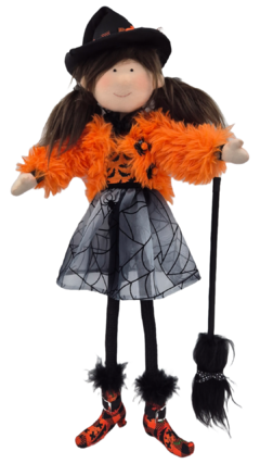 Brujita Halloween 70 cm con escoba - comprar en línea