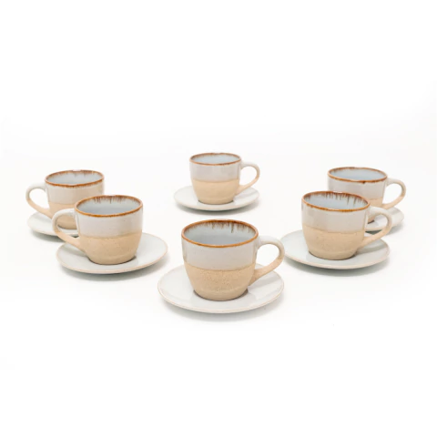 Set De 6 Tazas Y Platos De Porcelana Arena Design - comprar online
