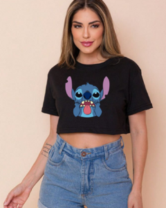 CROPPED ALGODÃO - Stitch NA COR PRETA - comprar online