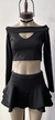 top mangas largas recorte adelante + choker (negro )