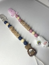 Porta chupete de silicona y madera personalizado - broche de plástico