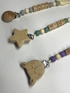 Porta chupete de silicona y madera personalizado - broche de madera