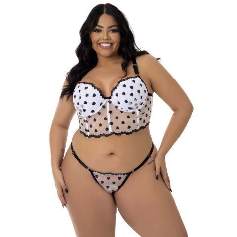 Conjunto Sexy Plus Size em Tule Desenhado