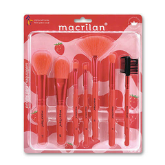 Kit Com 7 Pincéis Para Maquiagem Macrilan – Cor: KP9-5-Morango