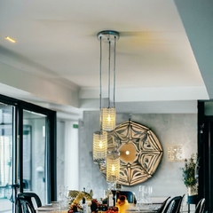 Lustre pendente triplo em cristal acrílico (COD. RLX122) - comprar online