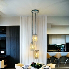 Lustre pendente triplo em cristal acrílico (COD. RLX122) - Relux Iluminação