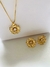 Conjunto Flor Folheado Em Ouro 18k