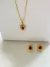 Conjunto Gota Vermelho Cravejado Folheado Em Ouro 18k