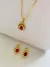 Conjunto Gota Vermelho Cravejado Folheado Em Ouro 18k - comprar online