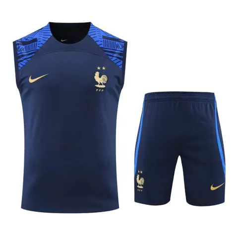 Kit de Treino Seleção França Regata e Bermuda 22/23 Nike - Azul