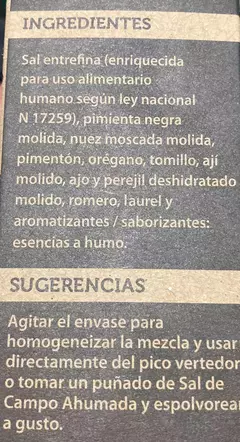 SAL AHUMADA CON ESPECIAS X 250 GR - SAL DE CAMPO - comprar online