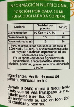 ACEITE DE COCO EXTRA VIRGEN X 360CC - MK ORGANIC - comprar online