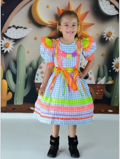 VESTIDO MELINDA XADREZ AZUL - comprar online