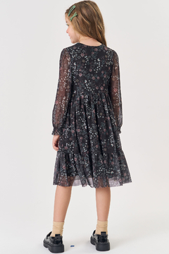 VESTIDO KUKIE MANGA LONGA TULE PRETO - Amorela Moda Infantil