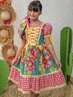 VESTIDO CATARINA FLORAL VERDE - comprar online