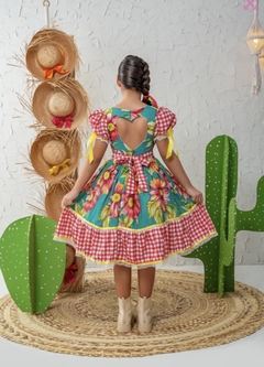 VESTIDO CATARINA FLORAL VERDE - Amorela Moda Infantil