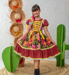 VESTIDO CATARINA FLORAL PRETO - Amorela Moda Infantil
