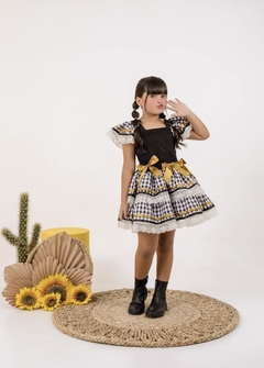 VESTIDO BELA XADREX PRETO - Amorela Moda Infantil