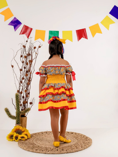 VESTIDO JULIANA AMARELO E VERMELHO na internet