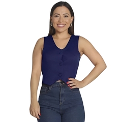 Colete Curto Feminino Forrado Social Alfaiataria com Botões - comprar online