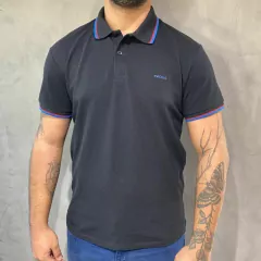 POLO COLCCI P PRETA FRISO VERMELHO/AZUL 0050