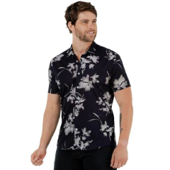CAMISA MC KING M PRETA FLORAL 21257