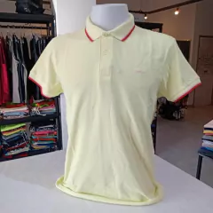POLO COLCCI M AMARELO SUNNYYELLOW FRISO VERMELHO/ROSA 02845