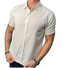 CAMISA CASUAL KINGEJOE SLIM MANGA CURTA AMARELO CL P