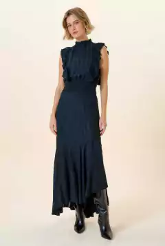 SAIA LONGA VISCOSE LISTRAS PRETO