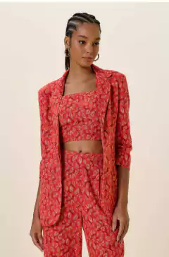 BLAZER ALONGADO LINHO ESTAMPA EST ONCA RISCADA