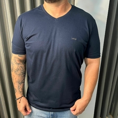 CAMISETA BASICA V BORDADO KINGEJOE SLIM VERDE MILITAR M