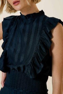 BLUSA BBDS VISCOSE LISTRAS PRETO