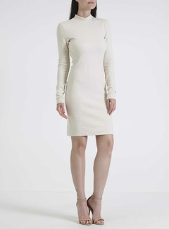 VESTIDO CANELADO PP BEGE ITALIAN