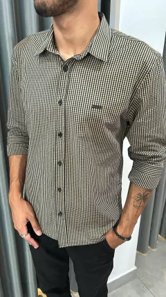 CAMISA CASUAL XADREZ KINGEJOE SLIM MANGA KAKI P - comprar online