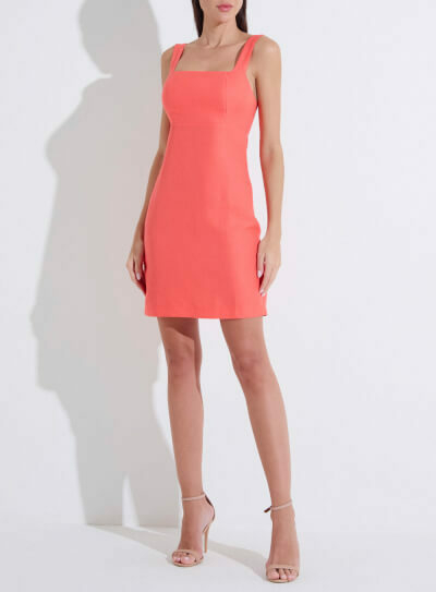 VESTIDO LINHO 40 LARANJA LIVING CORAL