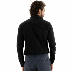 CAMISA SOCIAL CETIM KINGEJOE MANGA LONGA PRETO P - Rouparia Conceito
